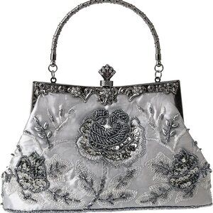 Womens Vintage Floral Beaded Rhinestone Embroidery Clutch Sequin Crossbody Bag E